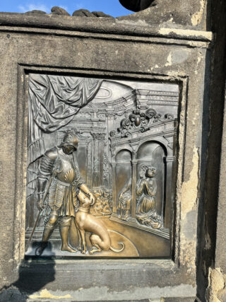 Bronze relief on the statue of John Nepomuk on the Charles Bridge